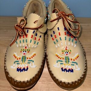 Toas Authenic Buckskin Leather Native American Beaded Moccasins